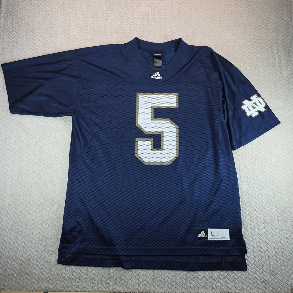 Adidas Notre Dame Fighting Irish Football Jersey Navy Blue Number 5 Mens L